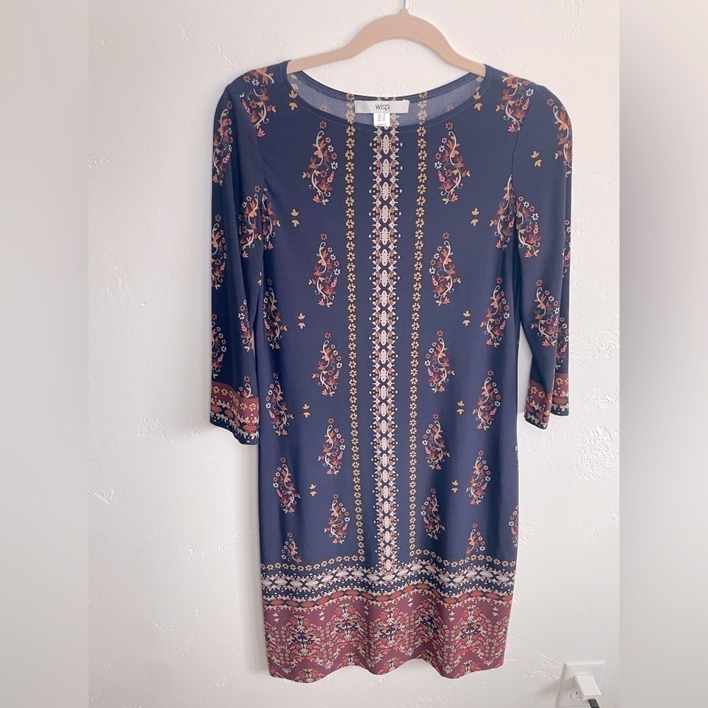 Stitch fix jersey dress navy blue 3/4 sleeve NWOT